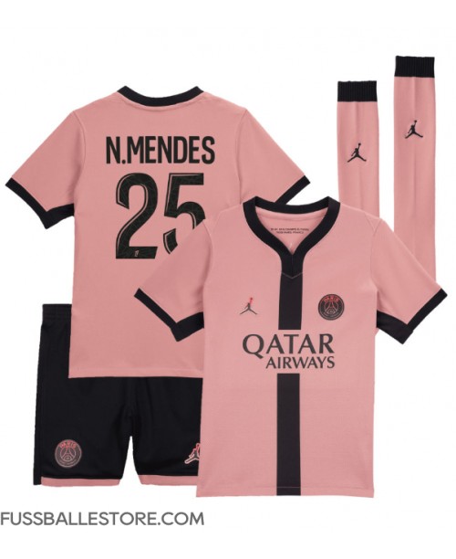 Günstige Paris Saint-Germain Nuno Mendes #25 3rd trikot Kinder 2024-25 Kurzarm (+ Kurze Hosen)